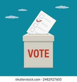 Voting. Putting paper ballots to election box. Democracy and freedom concept. Vote, ballot box. Referendum, election campaign. Democratic elections. flat vector illustration