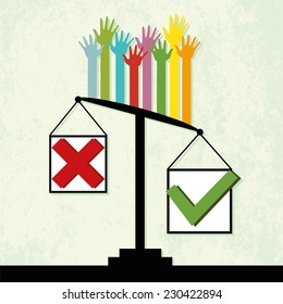 Voting results on scales, people vote "Yes". Vector
