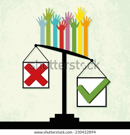 Voting results on scales, people vote 