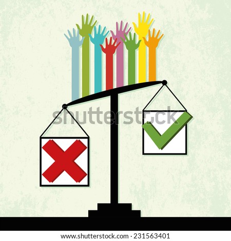 Voting results on scales, people vote 