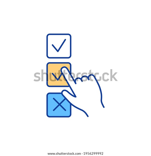 Voting RGB color icon. Making choices,\
collective decision. Participation in democratic process. Informal\
assessment. Opinion expressing. Multiple choice. Examination.\
Isolated vector\
illustration