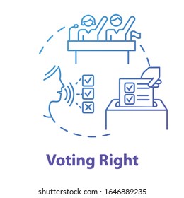 Voting Right Blue Concept Icon. Suffrage. Feminist Movement. Gender Equality. Womens Rights Idea Thin Line Illustration. Vector Isolated Outline RGB Color Drawing