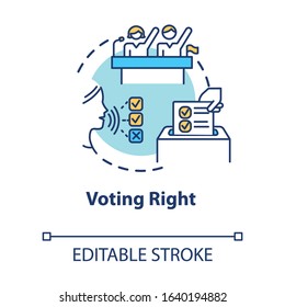 Voting Right Concept Icon. Suffrage. Feminist Movement. Gender Equality. Womens Rights Idea Thin Line Illustration. Vector Isolated Outline RGB Color Drawing. Editable Stroke