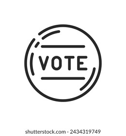 Voting Round Emblem Icon. Simple Outline Symbol for Democracy, Ballot Casting, and Political Elections. Perfect for Web and Mobile Applications.