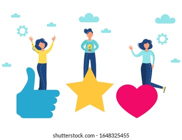 Voting, score five points, best rating. People leave feedbacks and comments. Good work. Vector Illustration 
