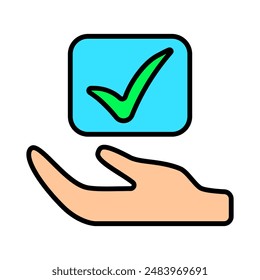 Voting set icon. Hand pressing checkmark button, electronic voting, online polls, election, decision-making, voter participation, ballot selection, democracy, political choice, civic engagement.