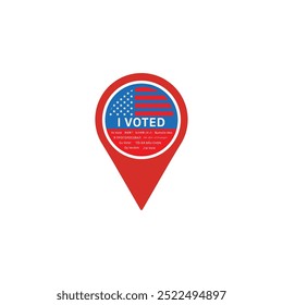 Voting sticker in location icon isolated on white background. Election symbol modern, simple, vector, icon for website design, mobile app, ui. Vector Illustration