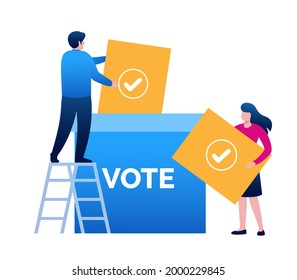 Voting, survey, vote, surveying online landing page website illustration flat vector template