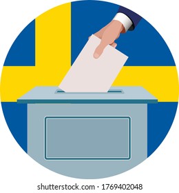 voting in Sweden election of country officials hand with blank vector