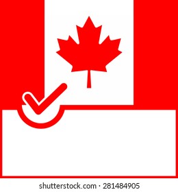 Voting symbol on American flag background. Vector illustration