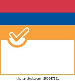 Voting symbol on Armenia flag background. Vector illustration