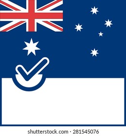 Voting symbol on Australia flag background. Vector illustration