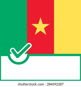 Voting symbol on Cameroon flag background. Vector illustration