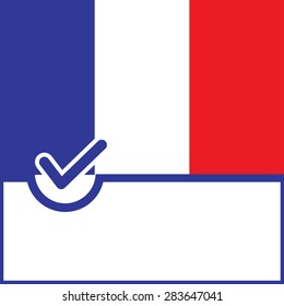 Voting symbol on France flag background. Vector illustration