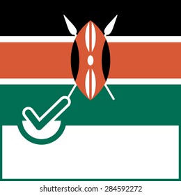 Voting symbol on Kenya flag background. Vector illustration