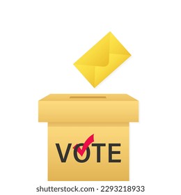 Voting symbols. Box for voting in elections. Envelope. Template for US elections. Voting, poll icon. Template Elections icons. check marks. Vector illustration