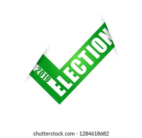 Voting Symbols vector design. 2019 Election check marks green color. Vote, poll sign.