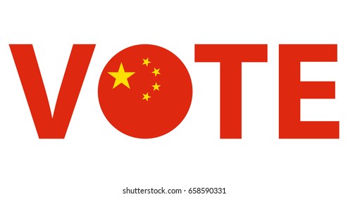 Voting Symbols vector design. template Elections icons. check marks. Patriotic voting poster. Presidential election in China. Typographic banner with round flag of the China.