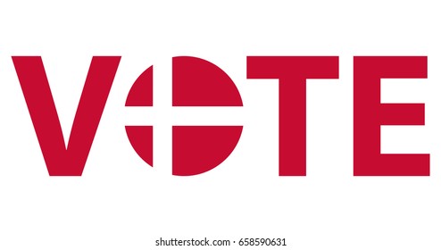 Voting Symbols vector design. template Elections icons. check marks. Patriotic voting poster. Presidential election in Denmark. Typographic banner with round flag of the Denmark.