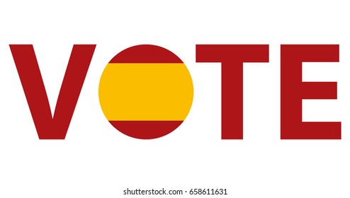 Voting Symbols vector design. template Elections icons. check marks. Patriotic voting poster. Presidential election in Spain. Typographic banner with round flag of the Spain.