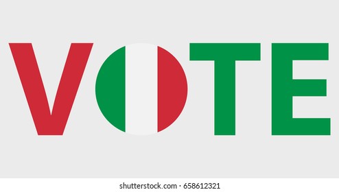 Voting Symbols vector design. template Elections icons. check marks. Patriotic voting poster. Presidential election in Italy. Typographic banner with round flag of the Italy.