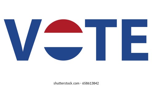 Voting Symbols vector design. template Elections icons. check marks. Patriotic voting poster. Presidential election in Netherlands. Typographic banner with round flag of the Netherlands.