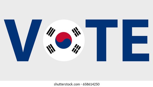 Voting Symbols vector design. template Elections icons. check marks. Patriotic voting poster. Presidential election in South Korea. Typographic banner with round flag of the South Korea.