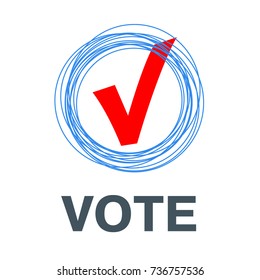 Voting Symbols vector design. template Elections icons. check marks. Vector red vote label. poll icon.