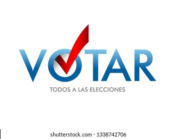 Voting Symbols vector design. The word vote is written in Spanish. layout Elections icons. check marks. Vote, poll sign.