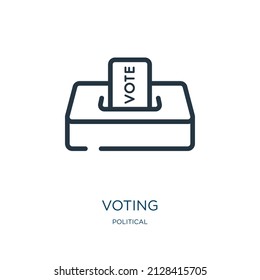 voting thin line icon. vote, check linear icons from political concept isolated outline sign. Vector illustration symbol element for web design and apps.