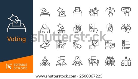 Voting thin line icons. Editable stroke. Pixel perfect.