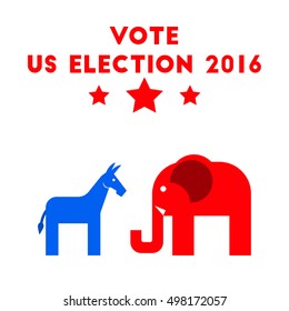 Voting for US election 2016 design cartoon and flat illustration flat style party mascot