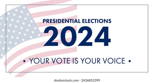 Voting in the USA. Banner for the 2024 US Presidential Election Day.