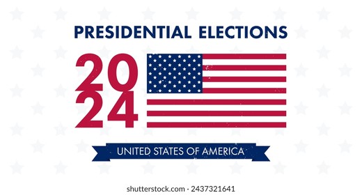 Voting in the USA. Banner with USA flag for the 2024 US Presidential Election Day.