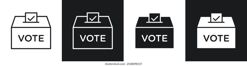 Ícone do vetor de votação definido em preto e branco