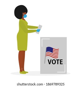 Voting Vector illustration Election day People vote. People give their vote for the candidate. USA American presidential election 2020. Election campaign. Political campaigning. Design for print