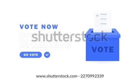 Voting web banner design concept. Voter ballot going into a ballot box. Online voting and election. Isometric vector illustration.
