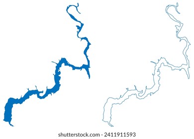 Votkinsk Lake (Russian Federation, Russia) map vector illustration, scribble sketch Reservoir Votkinsk Hydroelectric Station Dam map