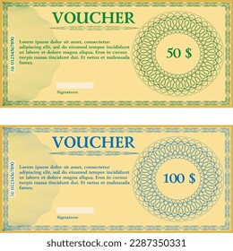Voucher with abstract pattern  on a yellow background