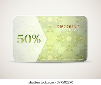 Voucher card design with discount value. Vintage summertime themed backdrop. Good for sales, coupons and giftcards