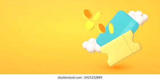 Voucher, card and money. Cash back template. Special offer design. Super sale illustration