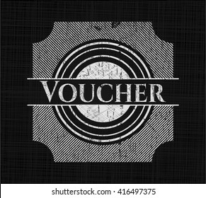 Voucher-Kreide-Emblem auf einer Tafel