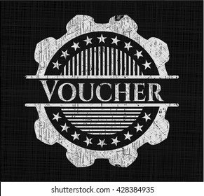Voucher chalkboard emblem written on a blackboard
