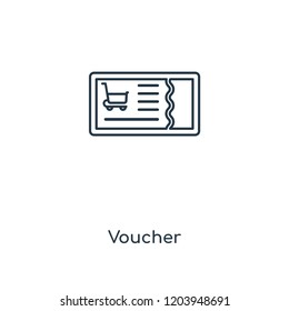 Voucher concept line icon. Linear Voucher concept outline symbol design. This simple element illustration can be used for web and mobile UI/UX.
