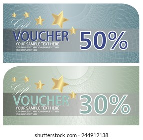 Voucher, Coupon, Gift certificate, ticket template. Guilloche pattern (watermark, spirograph). Background