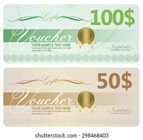 Voucher, Coupon, Gift certificate, ticket template.