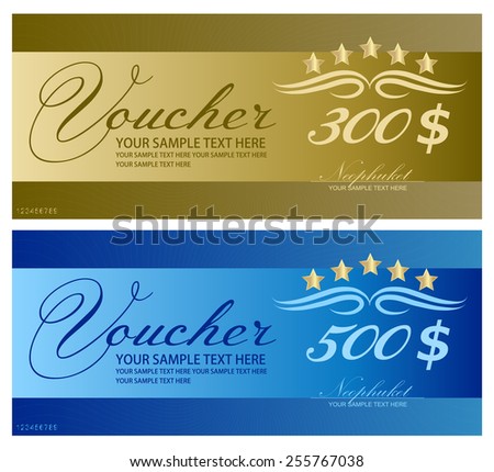 Voucher, Coupon, Gift certificate, ticket template. Guilloche pattern (watermark, Spirograph). Background