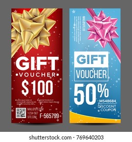 Voucher Coupon Template Vector. Vertical Leaflet Offer.  Promotion Advertisement. Special Offer. Free Gift Illustration
