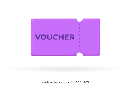 Voucher Coupon ticket mockup.Purple discount,special offer promotion isolated sale card on transparent background.Black Friday,Online payment,Business and finance concept.Vector illustration EPS 10