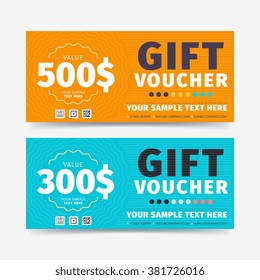 Voucher design. Discount coupon card template vector design. Set of gift voucher card with promo discount offer. Elegant banner template for restaurant or luxury business offer. 